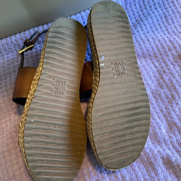 🤎 Naturalizer Leather Platform Sandals Brown Espadrille Ankle Strap 7.5 - Picture 3 of 9